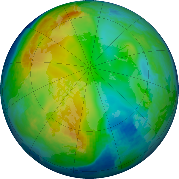 Arctic ozone map for 22 December 2003